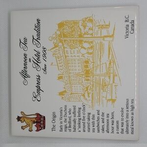 EMPRESS HOTEL Tradition Afternoon Tea Tile Trivet Wall Art, Victoria, Canada